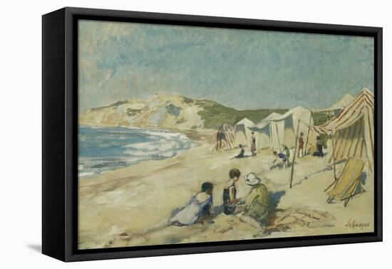 The Beach at Pointe St Gildas; La Plage a La Pointe St Gildas, C.1920-Henri Lebasque-Framed Stretched Canvas