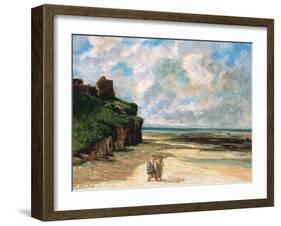 The Beach at Saint-Aubin-Sur-Mer-Gustave Courbet-Framed Giclee Print