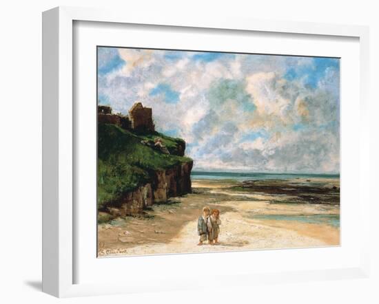 The Beach at Saint-Aubin-Sur-Mer-Gustave Courbet-Framed Giclee Print