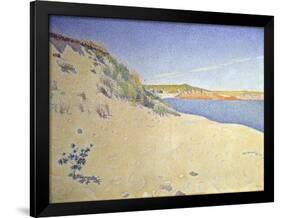 The Beach at Saint-Briac. Op. 212 (Sandy Seashor), 1890-Paul Signac-Framed Giclee Print