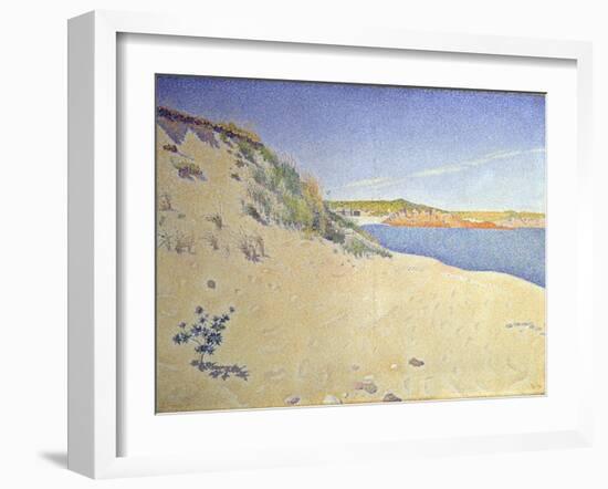 The Beach at Saint-Briac. Op. 212 (Sandy Seashor), 1890-Paul Signac-Framed Giclee Print