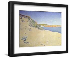 The Beach at Saint-Briac. Op. 212 (Sandy Seashor), 1890-Paul Signac-Framed Premium Giclee Print