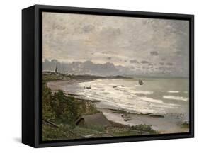 The Beach at Sainte Adresse, 1867-Claude Monet-Framed Stretched Canvas