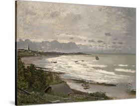The Beach at Sainte Adresse, 1867-Claude Monet-Stretched Canvas