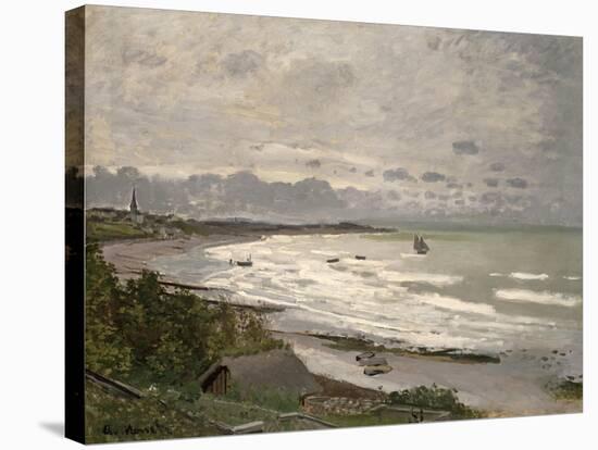The Beach at Sainte Adresse, 1867-Claude Monet-Stretched Canvas