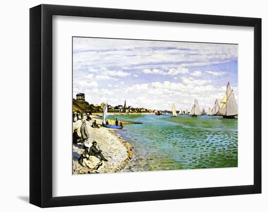 The Beach at Sainte Adresse-Claude Monet-Framed Giclee Print