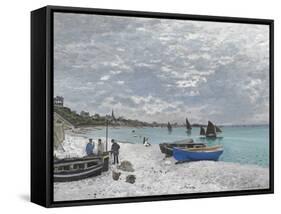 The Beach at Sainte-Adresse-Claude Monet-Framed Stretched Canvas