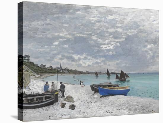 The Beach at Sainte-Adresse-Claude Monet-Stretched Canvas