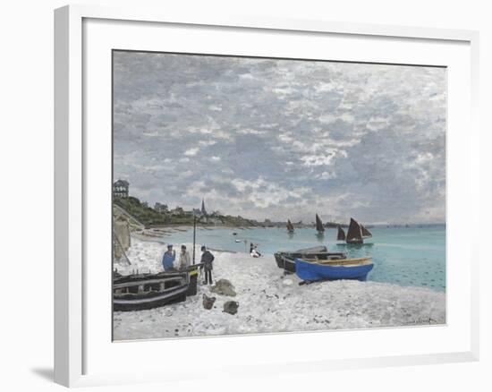 The Beach at Sainte-Adresse-Claude Monet-Framed Giclee Print