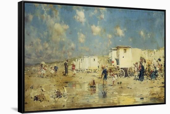 The Beach at Scheveningen, Holland-Frederik Hendrik Kaemmerer-Framed Stretched Canvas