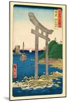 The Beach at Tanookuchi with the Archway of Yugasan Temple, Bizen Province, 1853-Ando Hiroshige-Mounted Giclee Print