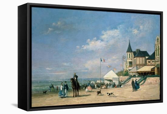 The Beach at Trouville, 1863-Eugène Boudin-Framed Stretched Canvas