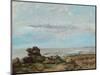 The Beach at Trouville, 1865-Gustave Courbet-Mounted Giclee Print