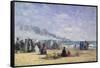 The Beach at Trouville at Bathing Time; La Plage De Trouville a L'Heure Du Bain, 1868-Eug?ne Boudin-Framed Stretched Canvas