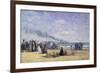 The Beach at Trouville at Bathing Time; La Plage De Trouville a L'Heure Du Bain, 1868-Eug?ne Boudin-Framed Giclee Print