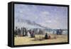 The Beach at Trouville at Bathing Time; La Plage De Trouville a L'Heure Du Bain, 1868-Eug?ne Boudin-Framed Stretched Canvas