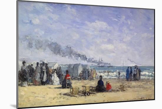 The Beach at Trouville at Bathing Time; La Plage De Trouville a L'Heure Du Bain, 1868-Eug?ne Boudin-Mounted Giclee Print