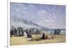 The Beach at Trouville at Bathing Time; La Plage De Trouville a L'Heure Du Bain, 1868-Eug?ne Boudin-Framed Giclee Print