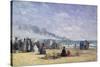 The Beach at Trouville at Bathing Time; La Plage De Trouville a L'Heure Du Bain, 1868-Eug?ne Boudin-Stretched Canvas