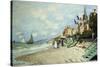 The Beach at Trouville; La Plage a Trouville, 1870-Claude Monet-Stretched Canvas