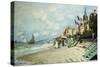 The Beach at Trouville; La Plage a Trouville, 1870-Claude Monet-Stretched Canvas