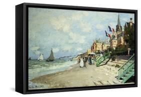 The Beach at Trouville-Claude Monet-Framed Stretched Canvas