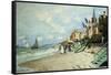 The Beach at Trouville-Claude Monet-Framed Stretched Canvas