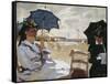 The Beach at Trouville-Claude Monet-Framed Stretched Canvas