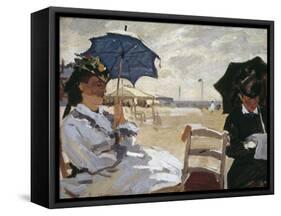 The Beach at Trouville-Claude Monet-Framed Stretched Canvas