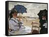 The Beach at Trouville-Claude Monet-Framed Stretched Canvas