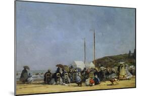 The Beach at Trouville-Eugene Louis Boudin-Mounted Art Print