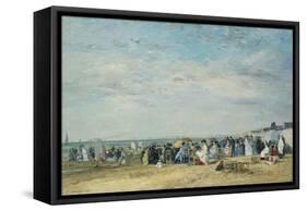 The Beach at Trouville-Eugène-Louis Boudin-Framed Stretched Canvas