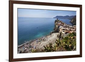 The Beach at Vernazza from the Cinque Terre Coastal Path-Mark Sunderland-Framed Photographic Print