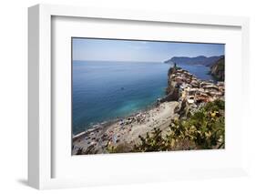The Beach at Vernazza from the Cinque Terre Coastal Path-Mark Sunderland-Framed Photographic Print