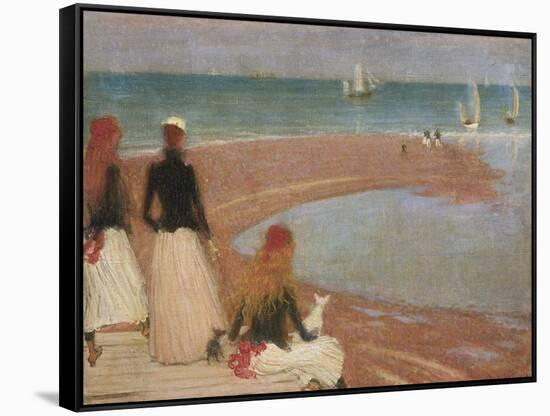 The Beach at Walberswick-Philip Wilson Steer-Framed Stretched Canvas