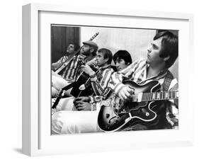 The Beach Boys (Dennis Wilson, Dave Marks, Carl Wilson, Brian Wilson and Mike Love) July 11, 1966-null-Framed Photo