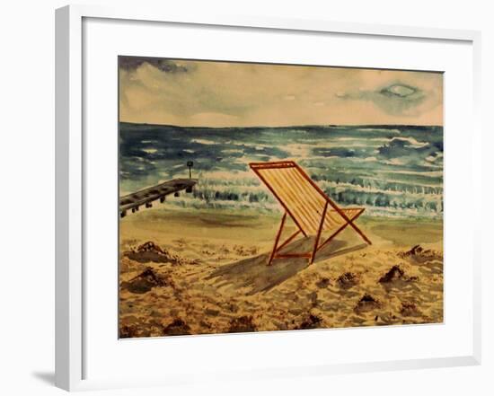 The Beach Chair by the Sea-Markus Bleichner-Framed Art Print