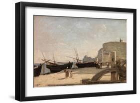 The Beach, Etretat, 1872-Jean-Baptiste-Camille Corot-Framed Giclee Print