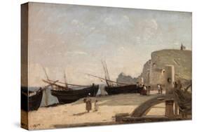 The Beach, Etretat, 1872-Jean-Baptiste-Camille Corot-Stretched Canvas