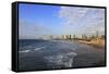 The Beach near the Old Jaffa.Tel Aviv on the Background.-Stefano Amantini-Framed Stretched Canvas