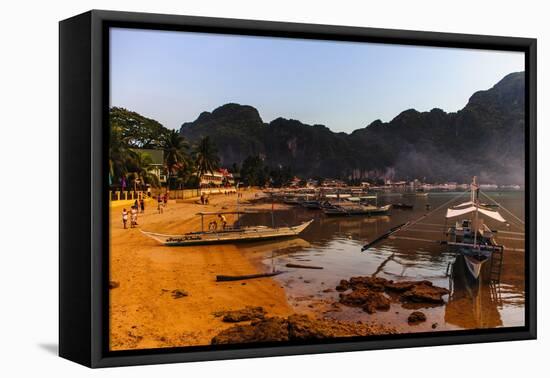 The Beach of El Nido at Sunset, Bacuit Archipelago, Palawan, Philippines, Southeast Asia, Asia-Michael Runkel-Framed Stretched Canvas