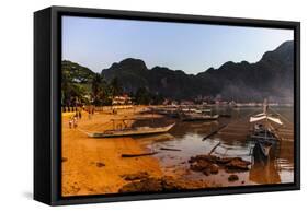 The Beach of El Nido at Sunset, Bacuit Archipelago, Palawan, Philippines, Southeast Asia, Asia-Michael Runkel-Framed Stretched Canvas