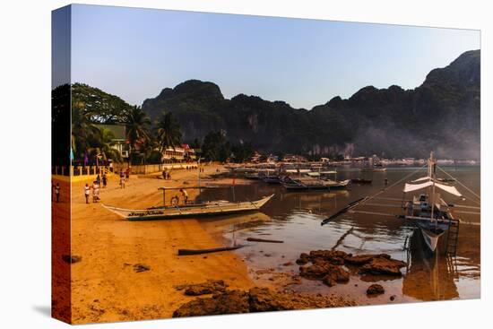 The Beach of El Nido at Sunset, Bacuit Archipelago, Palawan, Philippines, Southeast Asia, Asia-Michael Runkel-Stretched Canvas