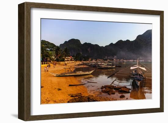 The Beach of El Nido at Sunset, Bacuit Archipelago, Palawan, Philippines, Southeast Asia, Asia-Michael Runkel-Framed Photographic Print