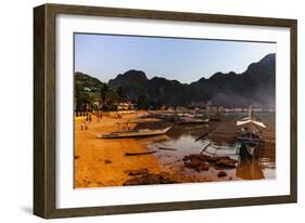 The Beach of El Nido at Sunset, Bacuit Archipelago, Palawan, Philippines, Southeast Asia, Asia-Michael Runkel-Framed Photographic Print