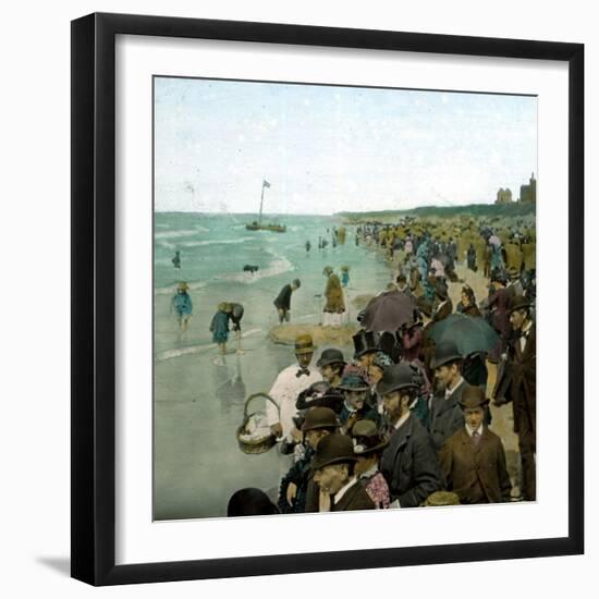 The Beach, Scheveningen (Netherlands), 1883-Leon, Levy et Fils-Framed Photographic Print