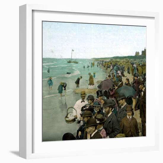 The Beach, Scheveningen (Netherlands), 1883-Leon, Levy et Fils-Framed Photographic Print