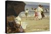 The Beach Umbrella-Edward Henry Potthast-Stretched Canvas