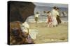 The Beach Umbrella-Edward Henry Potthast-Stretched Canvas