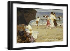 The Beach Umbrella-Edward Henry Potthast-Framed Giclee Print